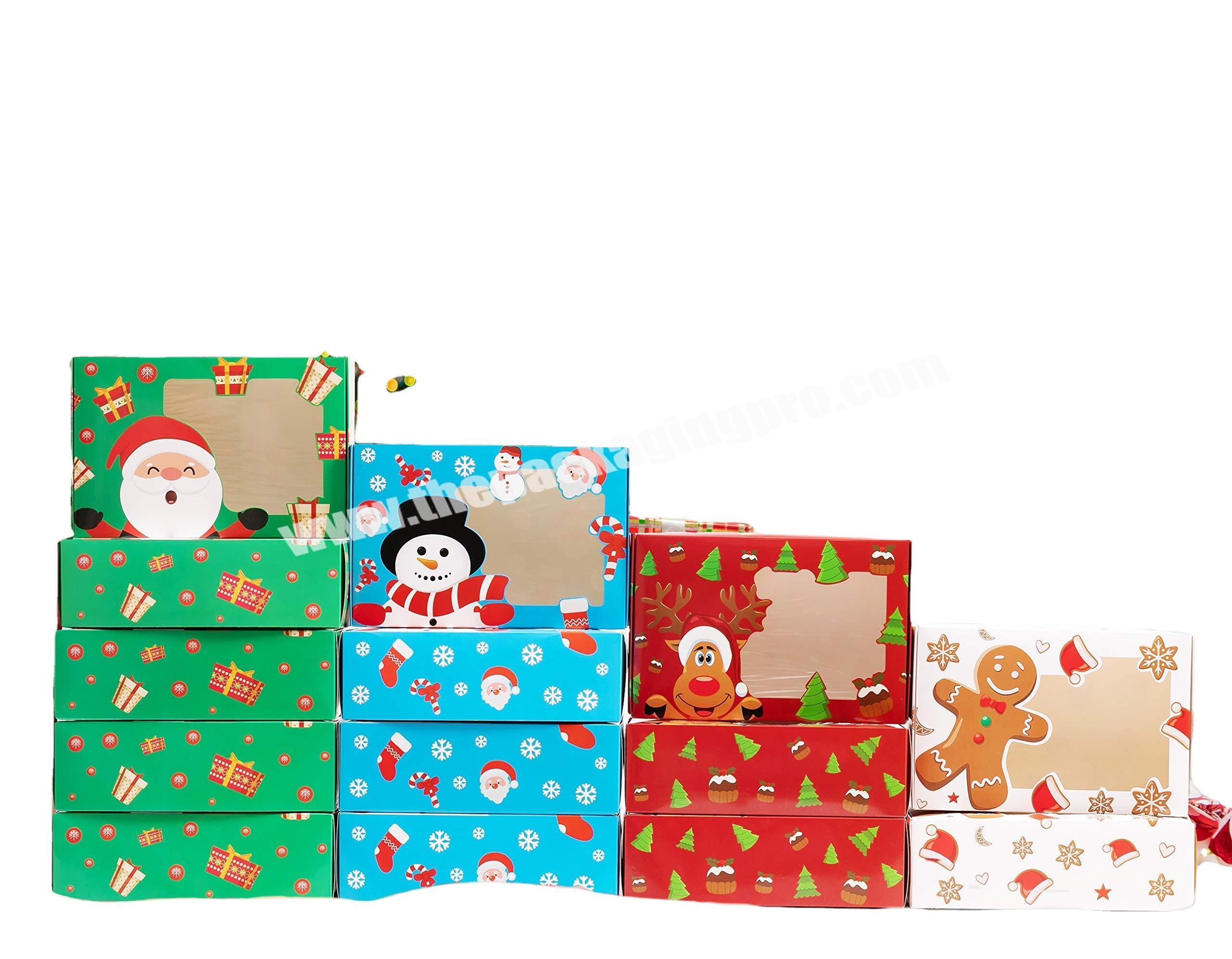 Wholesale Custom Logo Eco-friendly Cardboard Santa Snowman Christmas Cookie Gift Boxes With Window