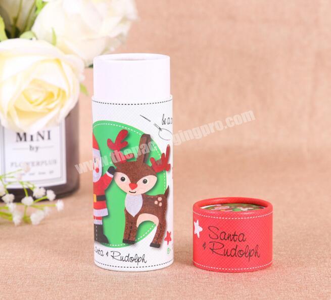 Wholesale Custom craft red Santa Claus round  paper push up Packaging rigid tubes for Christmas