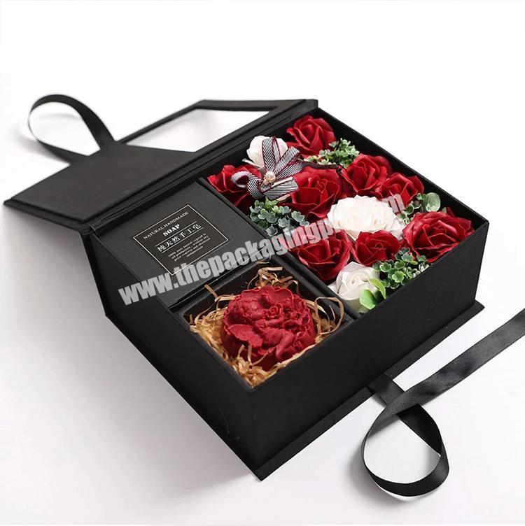 Wholesale Decoration Transparent Clear Rose Soap Flower Gift Packaging Boxes with Acrylic Lid