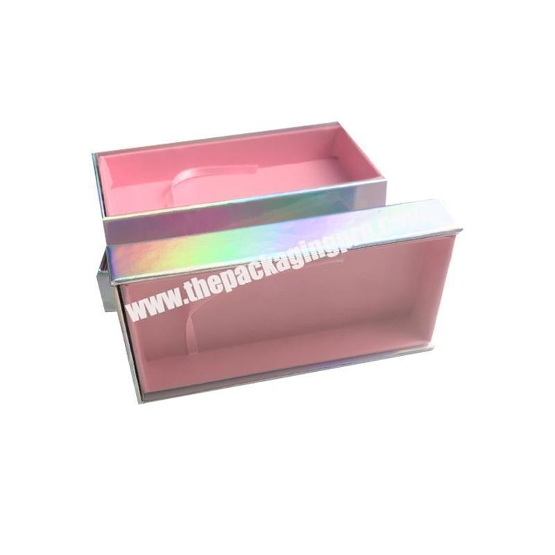Supplier Rectangle Laser Paper Eyelashes Boxes for Women Use Drawer Shape Portable Cosmetic Boxes