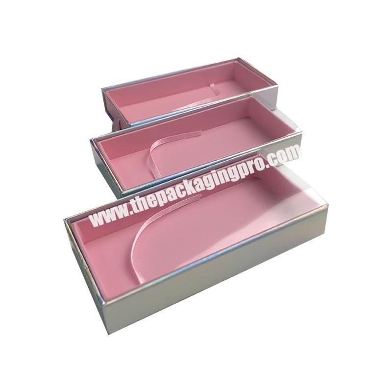 Factory Rectangle Laser Paper Eyelashes Boxes for Women Use Drawer Shape Portable Cosmetic Boxes