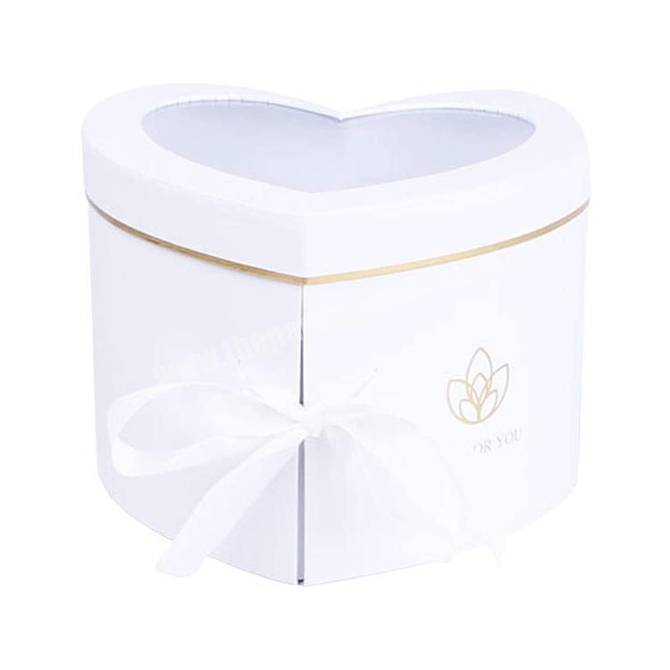 Wholesale Eco-friendly Heart Shaped 9x8x6.5 Flower Gift Packaging Box With Ribbons
