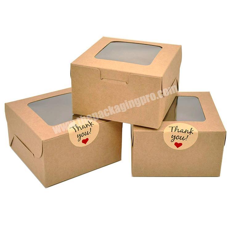 Wholesale Eco-friendly Kraft Paper Small Cookie Bakery Pie Packaging Boxes With Window