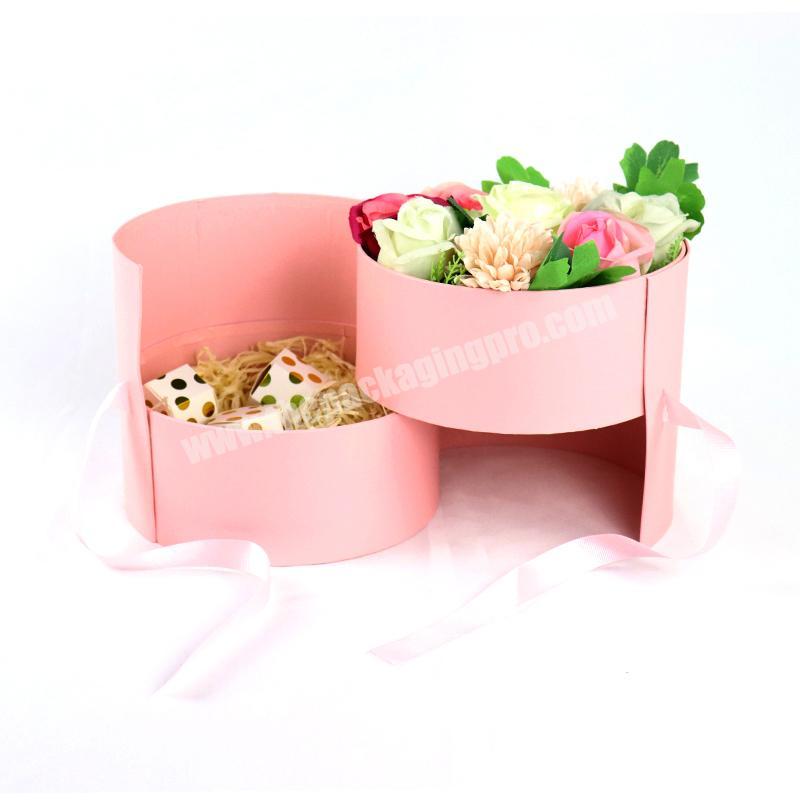 Shop Wholesale Elegant Design Packaging Pink Cardboard Round Luxury Rose Flower Gift Box