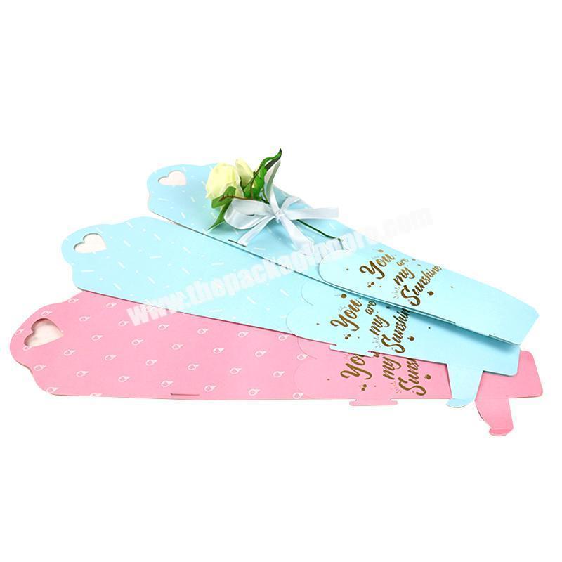 Custom China Wholesale Flower Box Colored Cardboard Single Flower Boxes Packaging Gift Blue and Pink