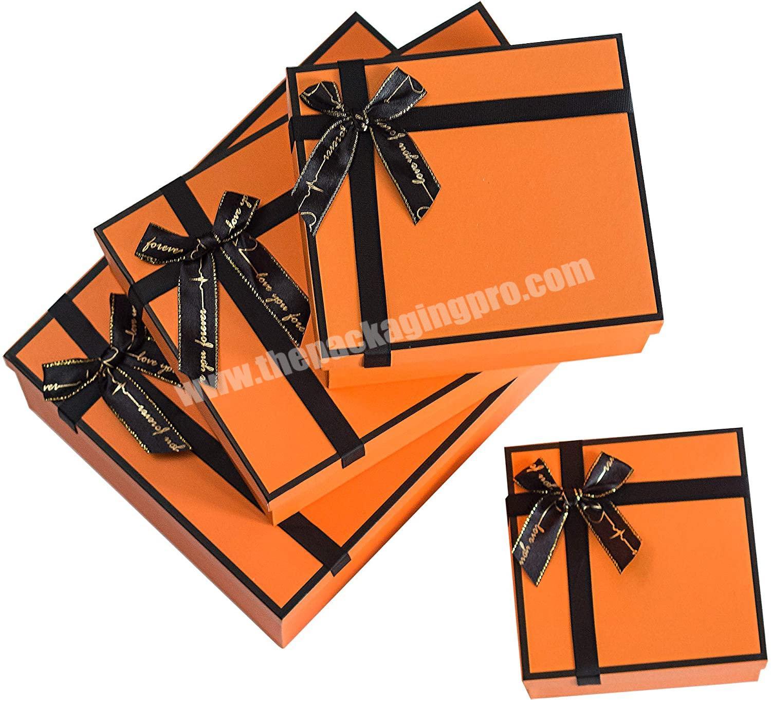 Wholesale Luxury Square Cute White Cardboard Birthday Gift Packaging Boxes With Ribbon.