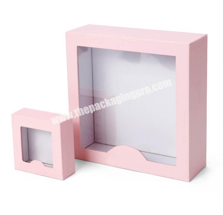 Wholesale Pink Foldable Cardboard Paper Gift Box with Clear PVC Window