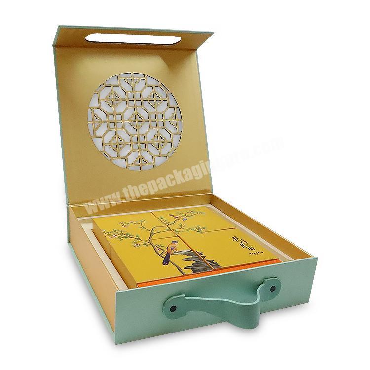 Wholesale custom luxury magnetic moon cake cardboard gift packaging box with CMYK printing