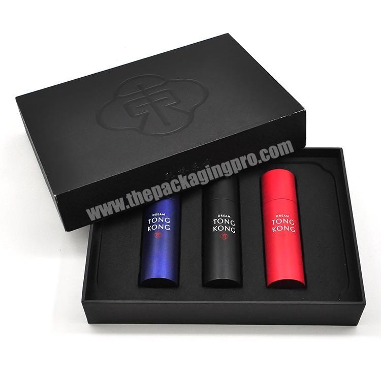 Wholesale custom packaging elegant black cosmetic box magnetic paper gift box skin care product packaging