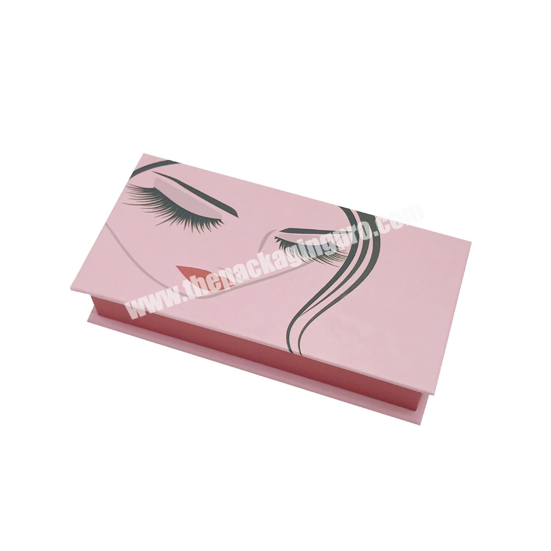 Wholesale custom printed luxury square cardboard pink paper eyelash box