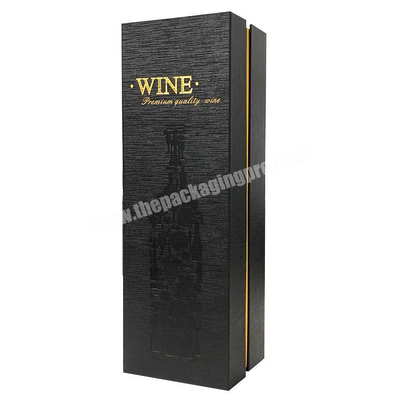 Wholesale eco-friendly recycled rigid cardboard hot stamping magnetic closure wine glass packing boxes