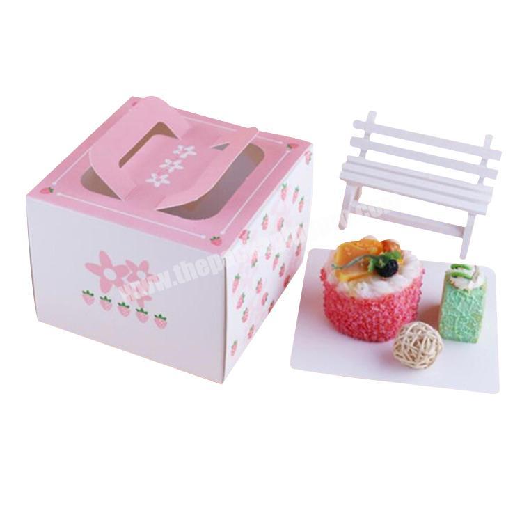 Wholesale high quality colorful paper cake box, custom cake packaging with handle