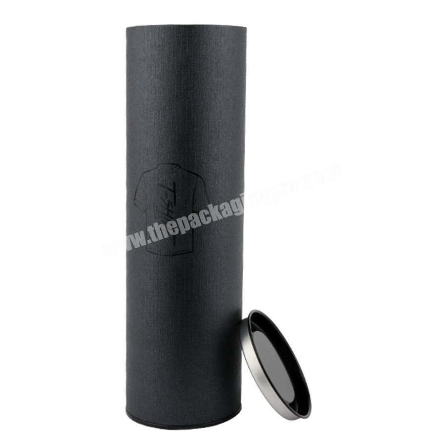 custom black cylindrical round  aluminium covered tin lid paper tube