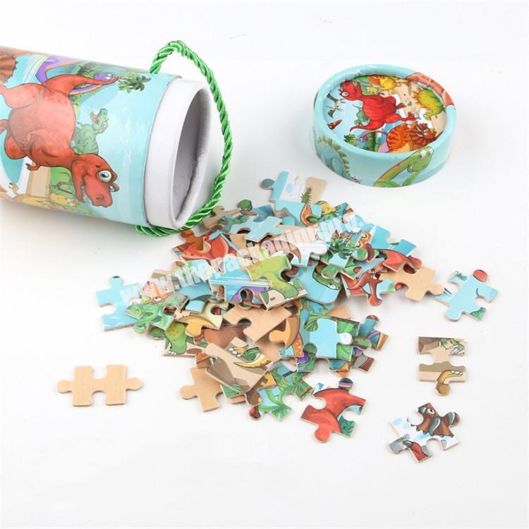 Popular custom logo printed cardboard made children's mini puzzle paper round tube box
