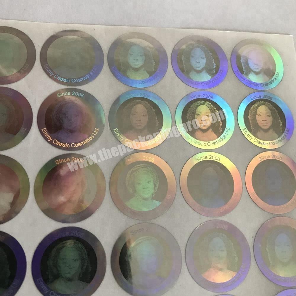 custom human head picture 3d round hologram sticker maker