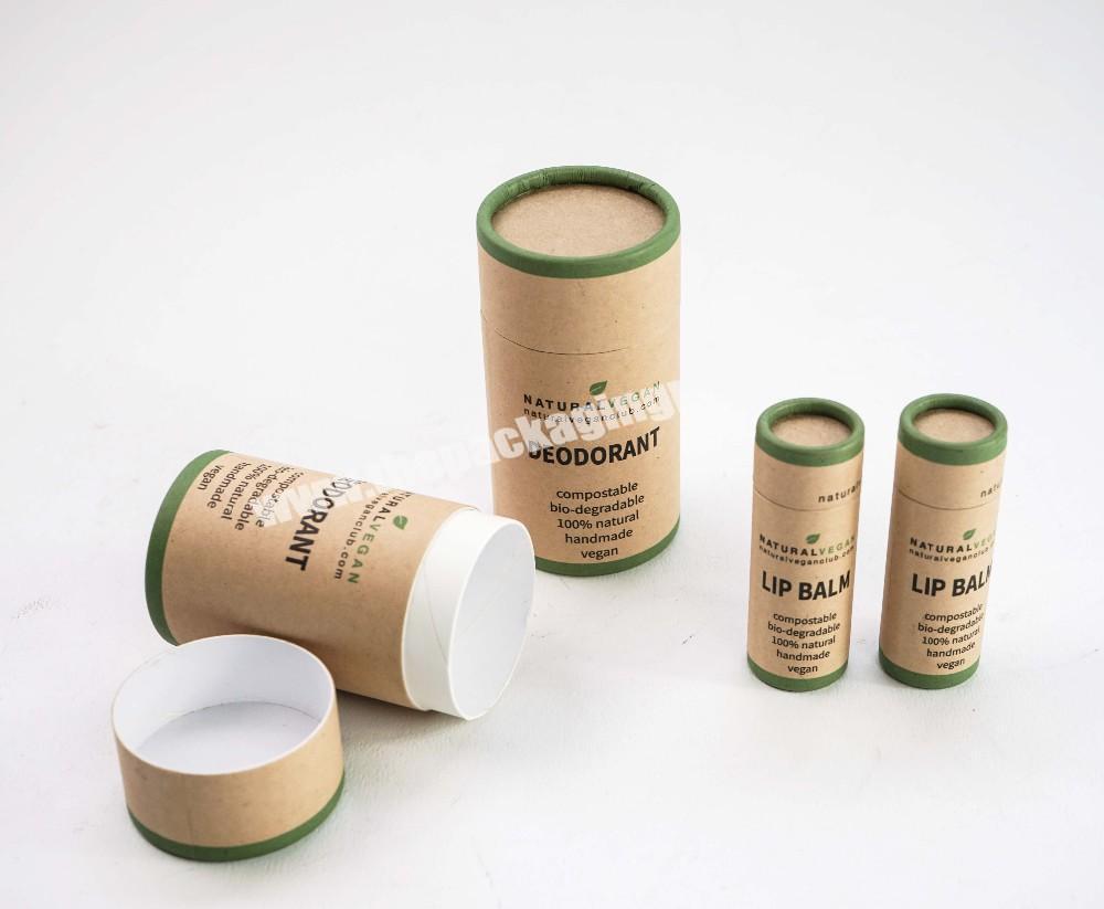 custom paper tube recyclable paper box round containers with push up wax paper liner kraft lipbalm tube