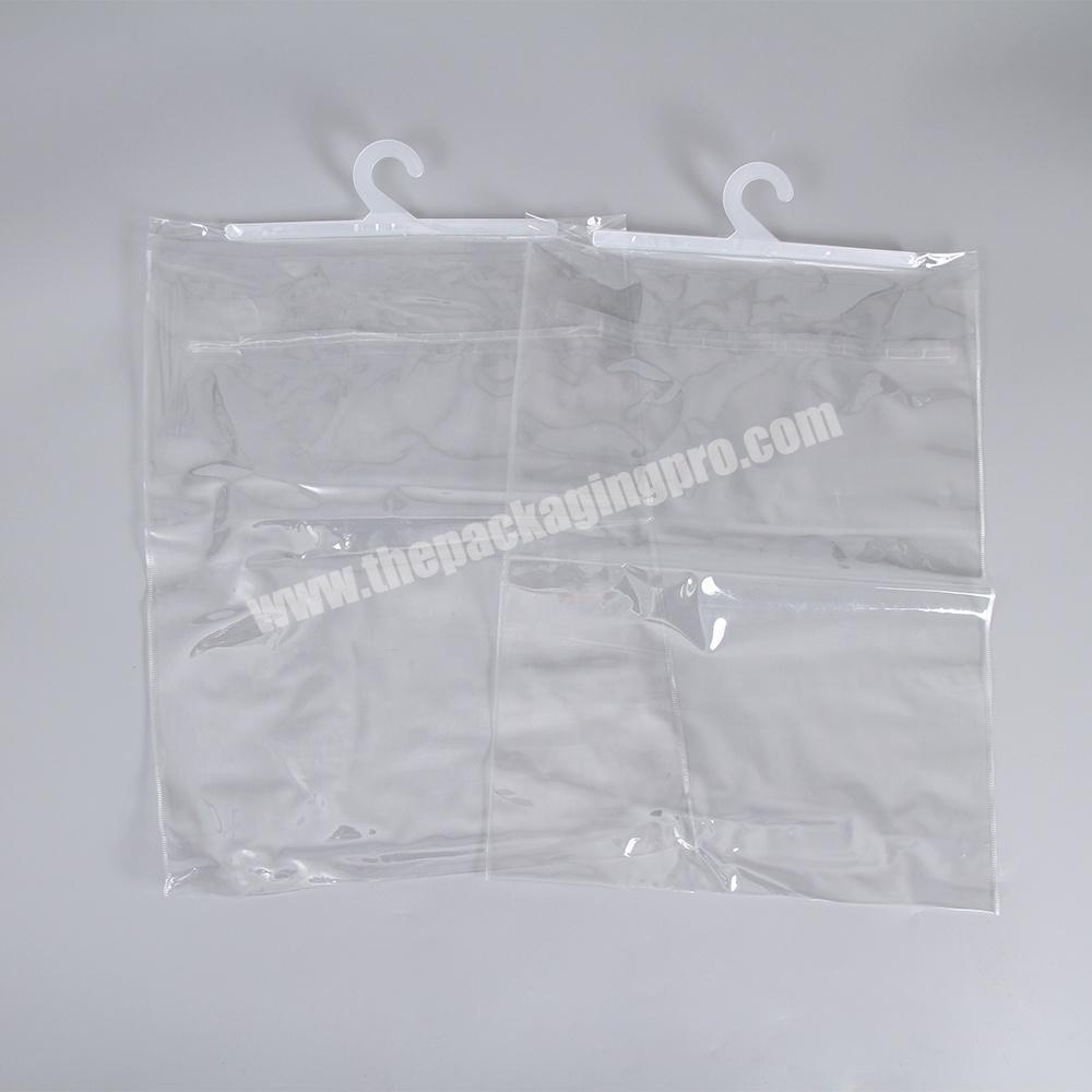 custom transparent pvc packing bag with plastic hanger