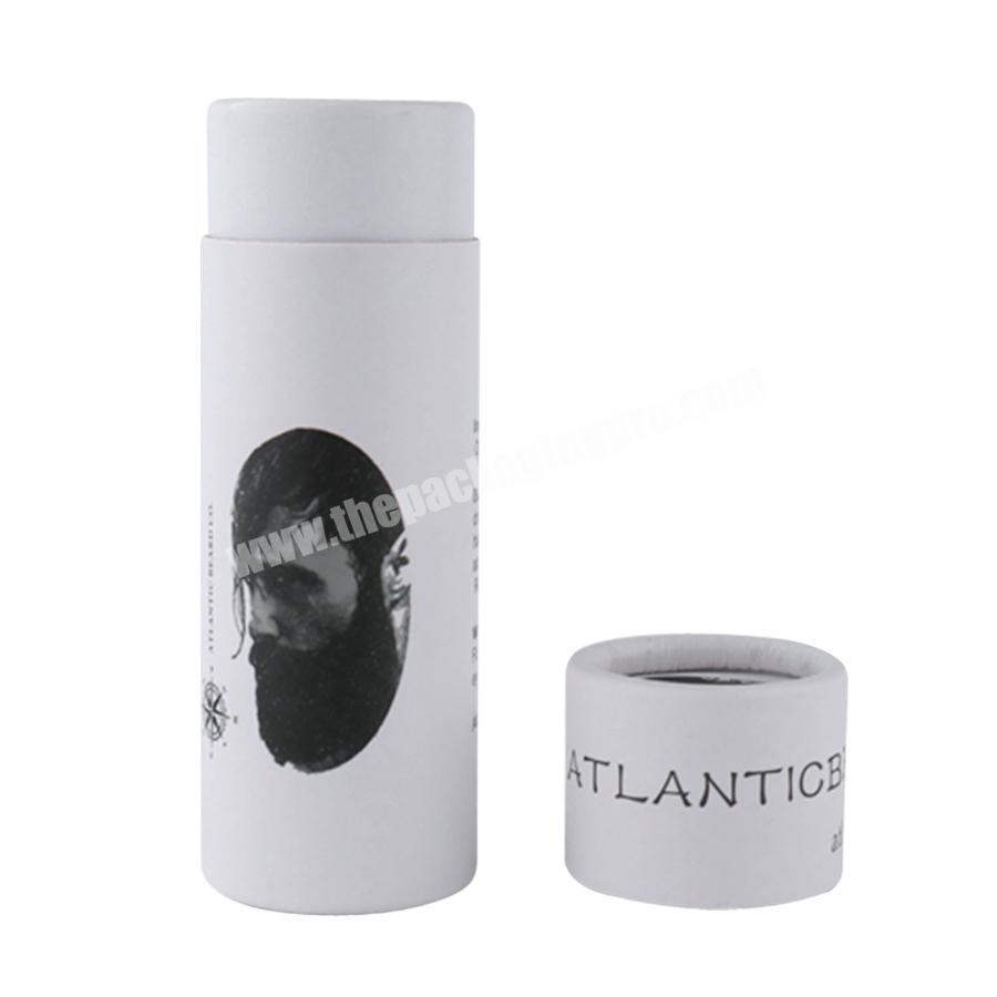eco friendly beard oil bottle box packaging push up white cardboard cylinder