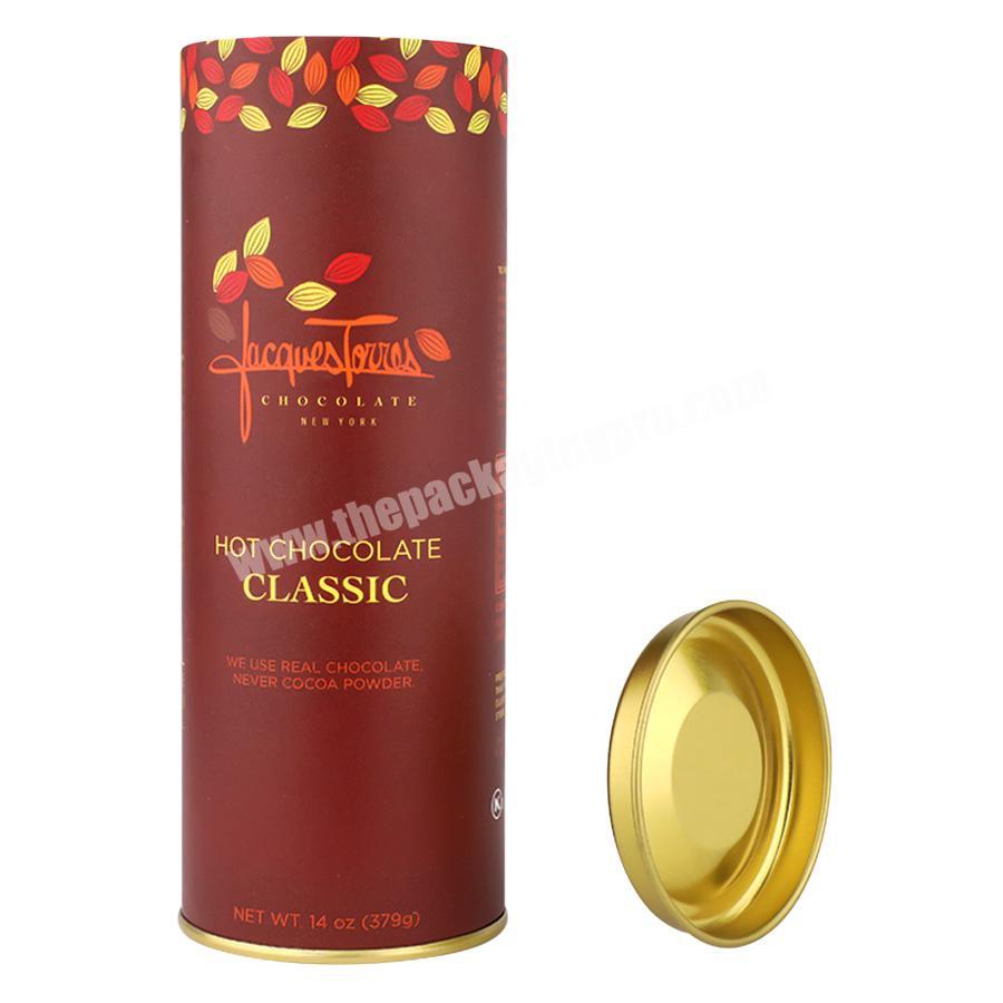 eco friendly craft paper tube packaging with metal lid