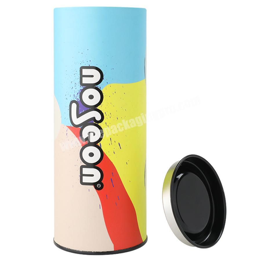 food cylinder t-shirt hard paper tube packaging with metal lid