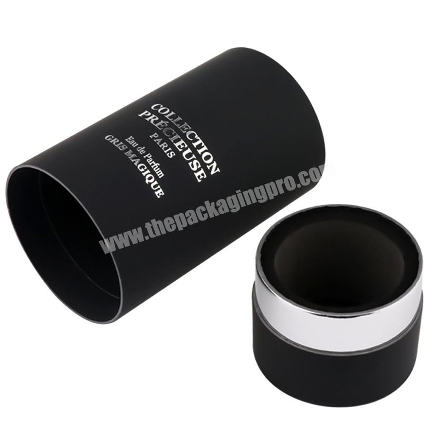 silver printing black cardboard mailing cylinder candle box packaging tubes for candle