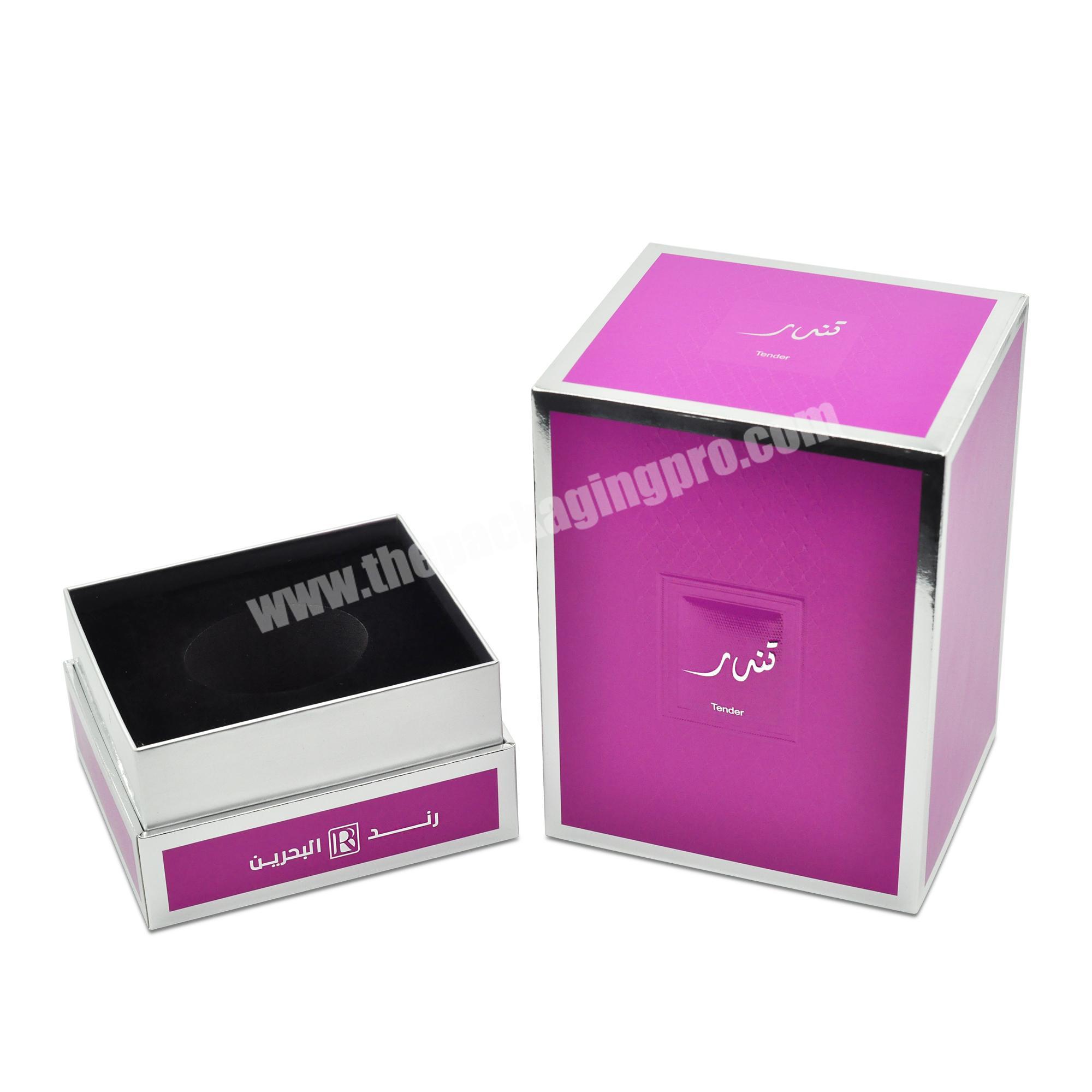 wholesale Luxury custom logo lid and base gift box candle perfume bottle packaging paper box with insert