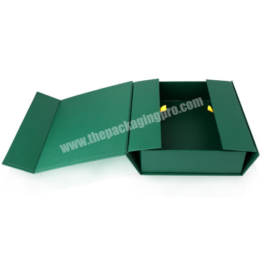 wholesale custom printing logo design with ribbon magnetic green packaging cosmetic paper box
