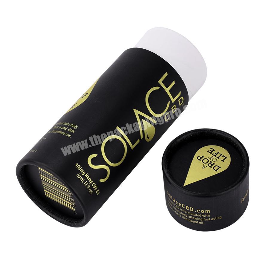 wholesales high quality gold colorful foil black round paper tube cosmetic box cylinder packaging