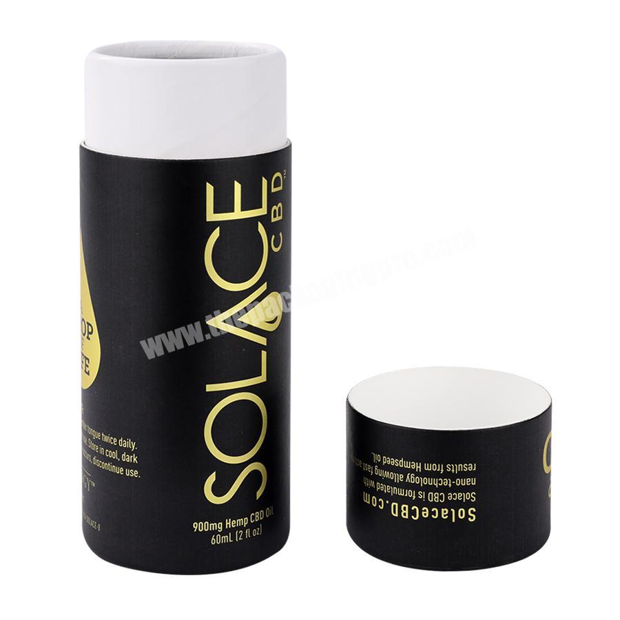 Wholesales High Quality Gold Colorful Foil Black Round Paper Tube Cosmetic Box Cylinder Packaging