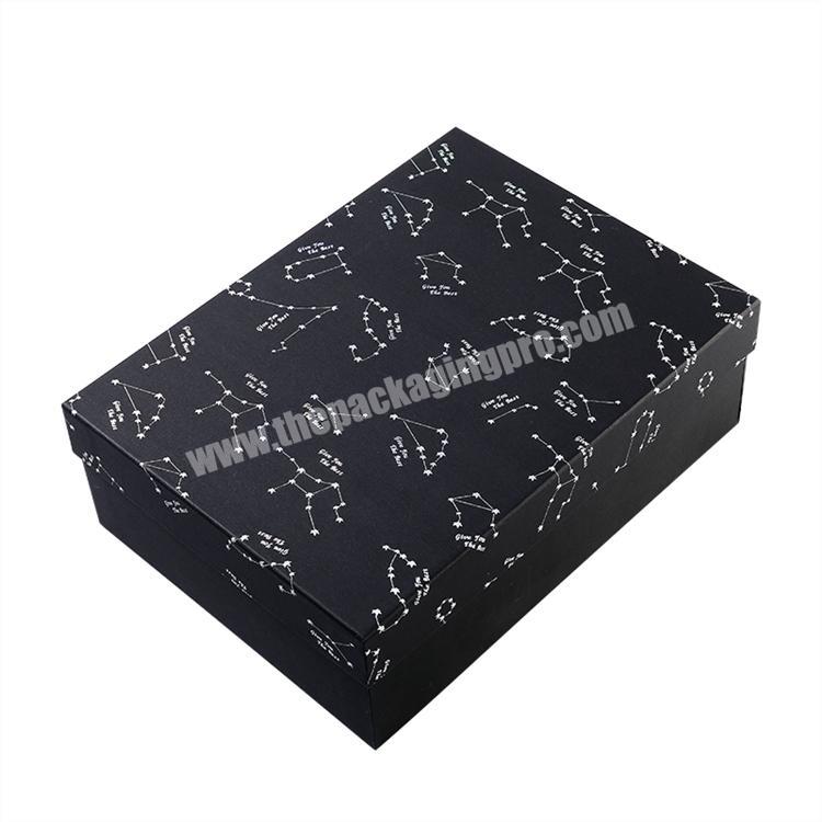 2020 Custom luxury gift paper packaging boxes collapsible ribbon cardboard foldable black shoe box