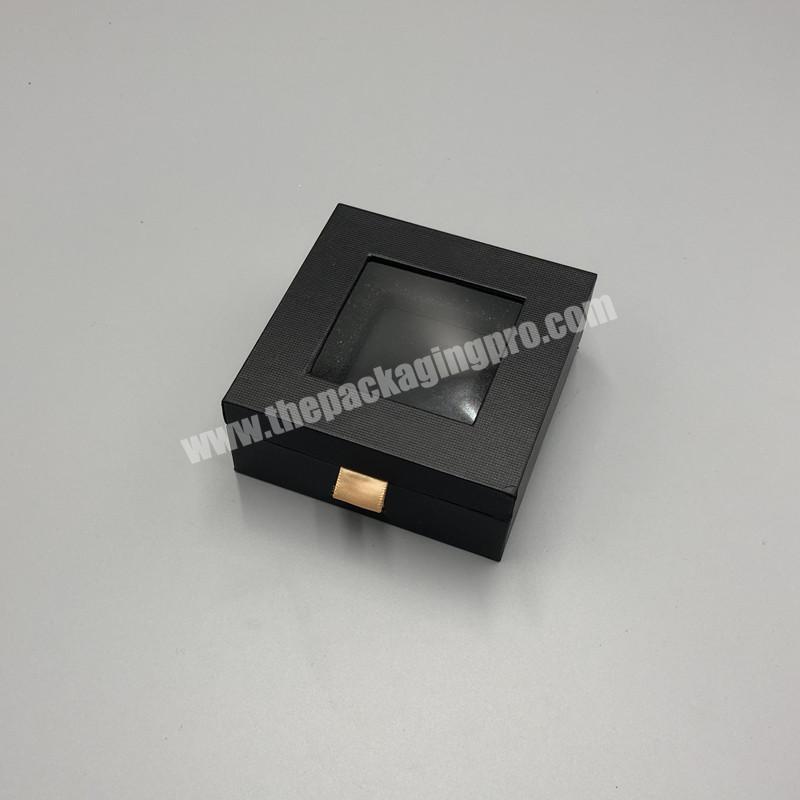 2020 high quality black paper cardboard box with PVC window