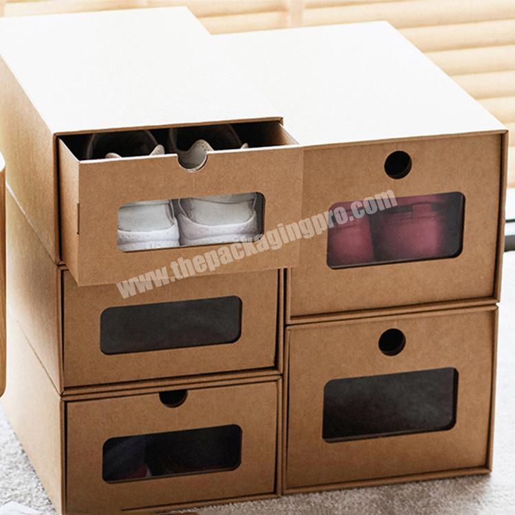 Custom Brown drawer box kraft paper storage carton box for shoes box