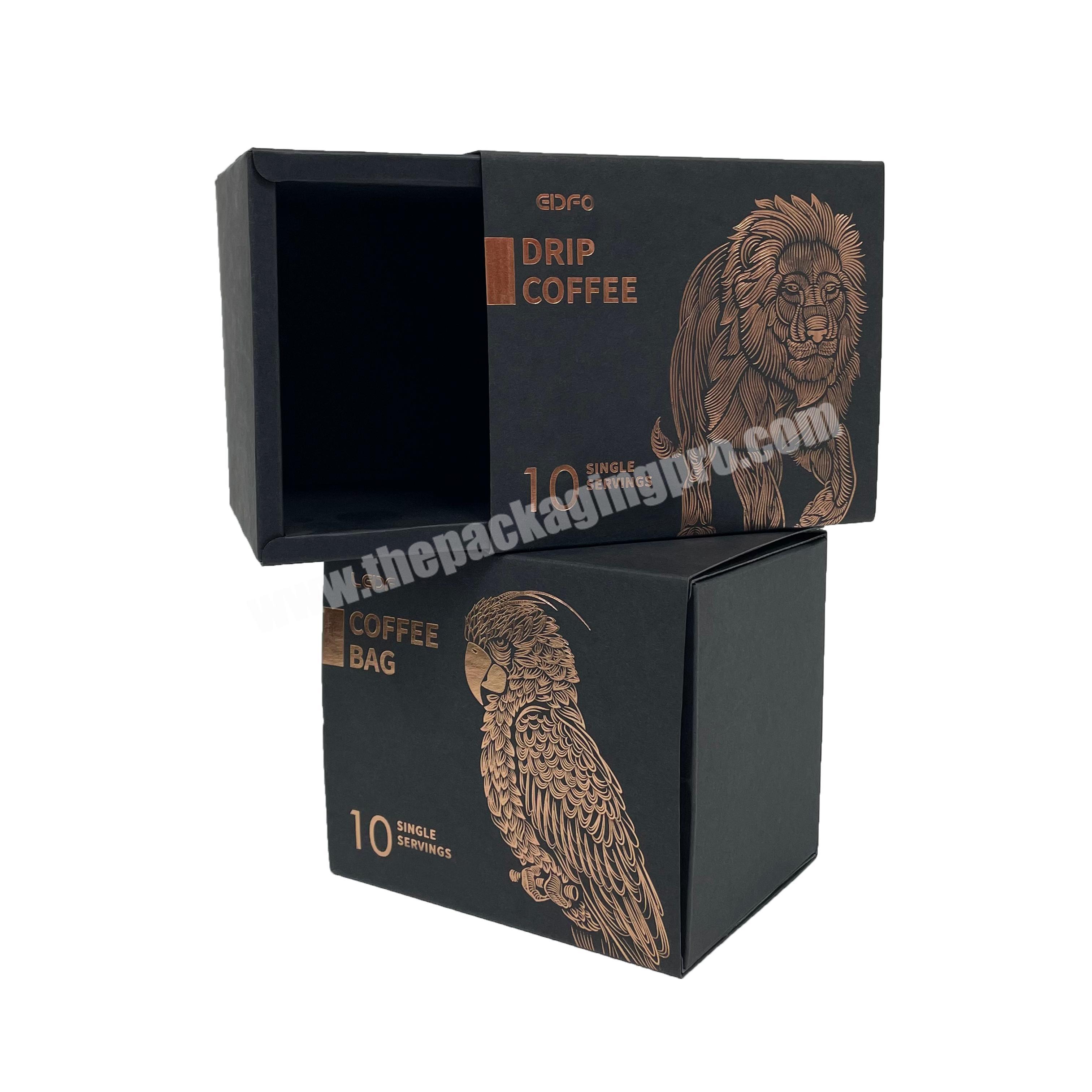 Customized Luxury Recycled Cardboard Kraft Gift Corrugated Drawer Sliding Capsule Coffee Sachet Gift Packaging Boxes