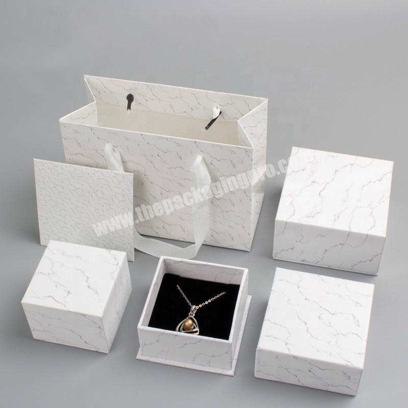 Marble Printed Jewelry Gift Paper Boxes with Foam Insert