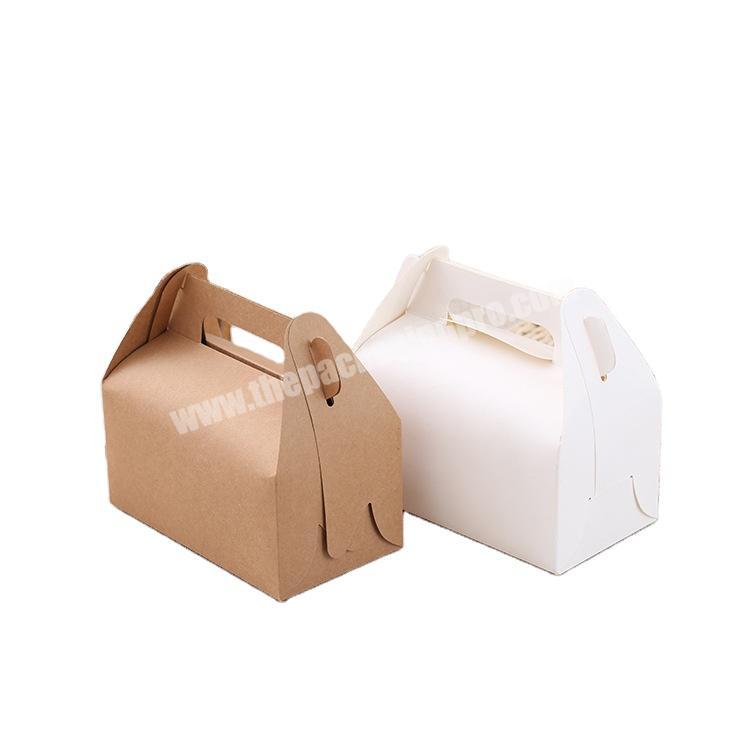 Portable Baking Box with Kraft Paper Cake Packing Box Bakery Dessert Take-Out Folding Boxes