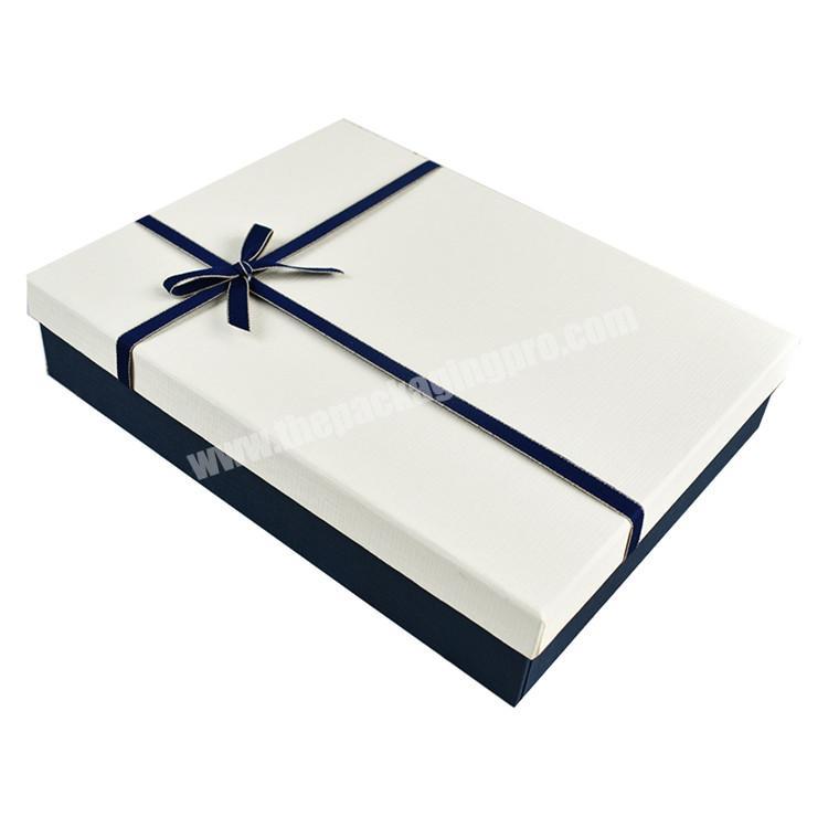 Rectangular exquisite gift box clothes shirt scarf birthday gift packaging world cover high-end paper box with bowknot