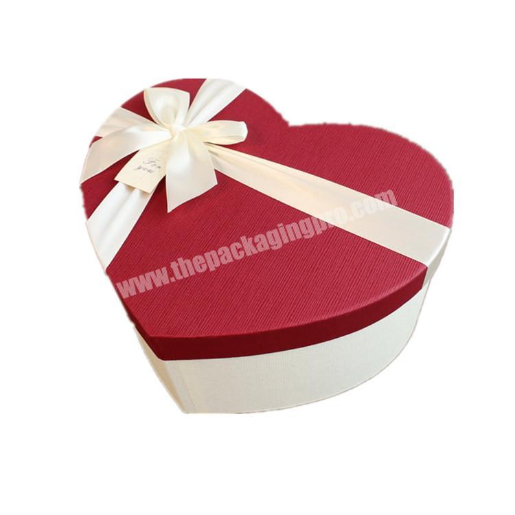 Wholesale love shaped packaging gift box heart shape Custom bow heart box packing