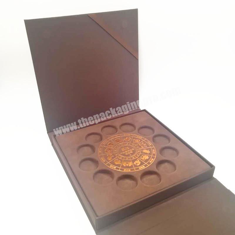 Wintop OEM Foil Stamp Book Shape Coin Collecting Fabric Gift Box Ideas