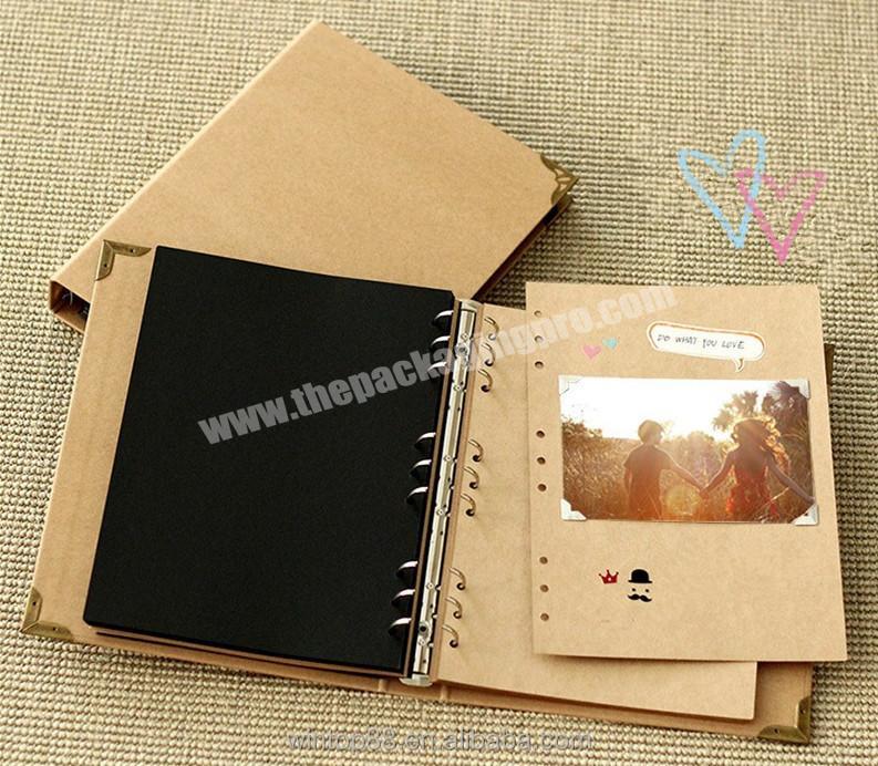 brown handmade paper notebook print album calendar memo scrapbook kraft hole looseleaf blank