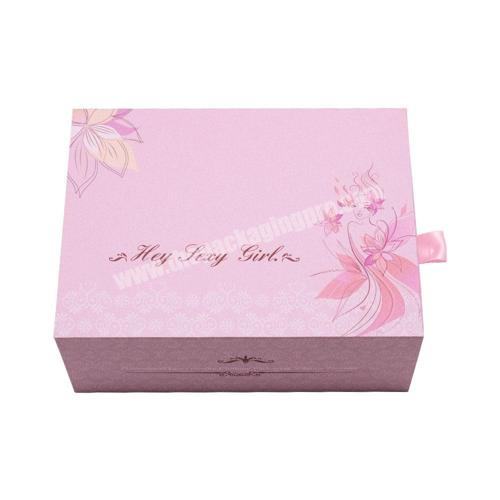 2022 Eco-friendly Fashion Style Customized Sliding Drawer Box Gift Box with Ribbon for Clothing Packaging