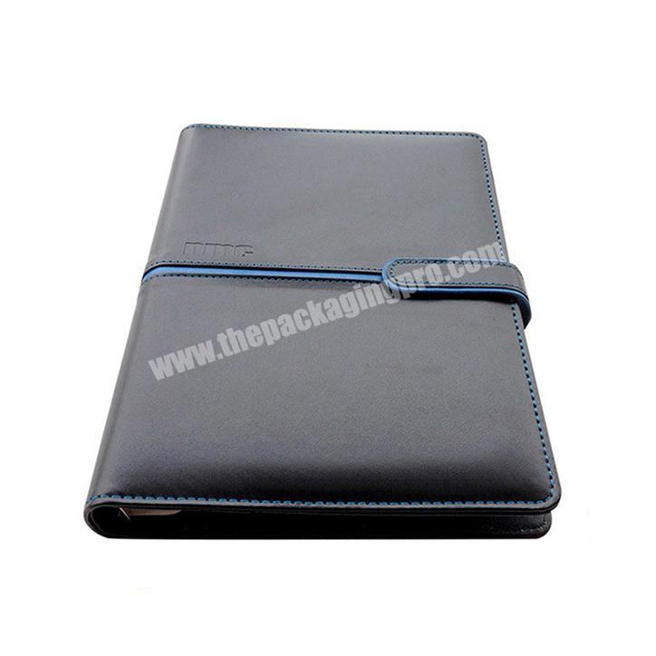 A5 black leather agenda organizer binder planners cover perfect binding with rings