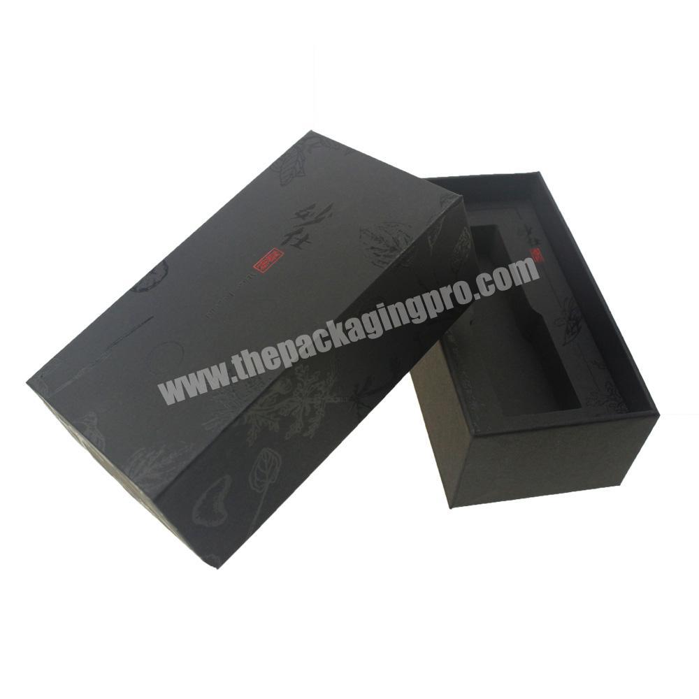 Black Luxury Matte Lamination Rigid Cardboard Gift Box Mini Custom Whisky Bottle Packaging