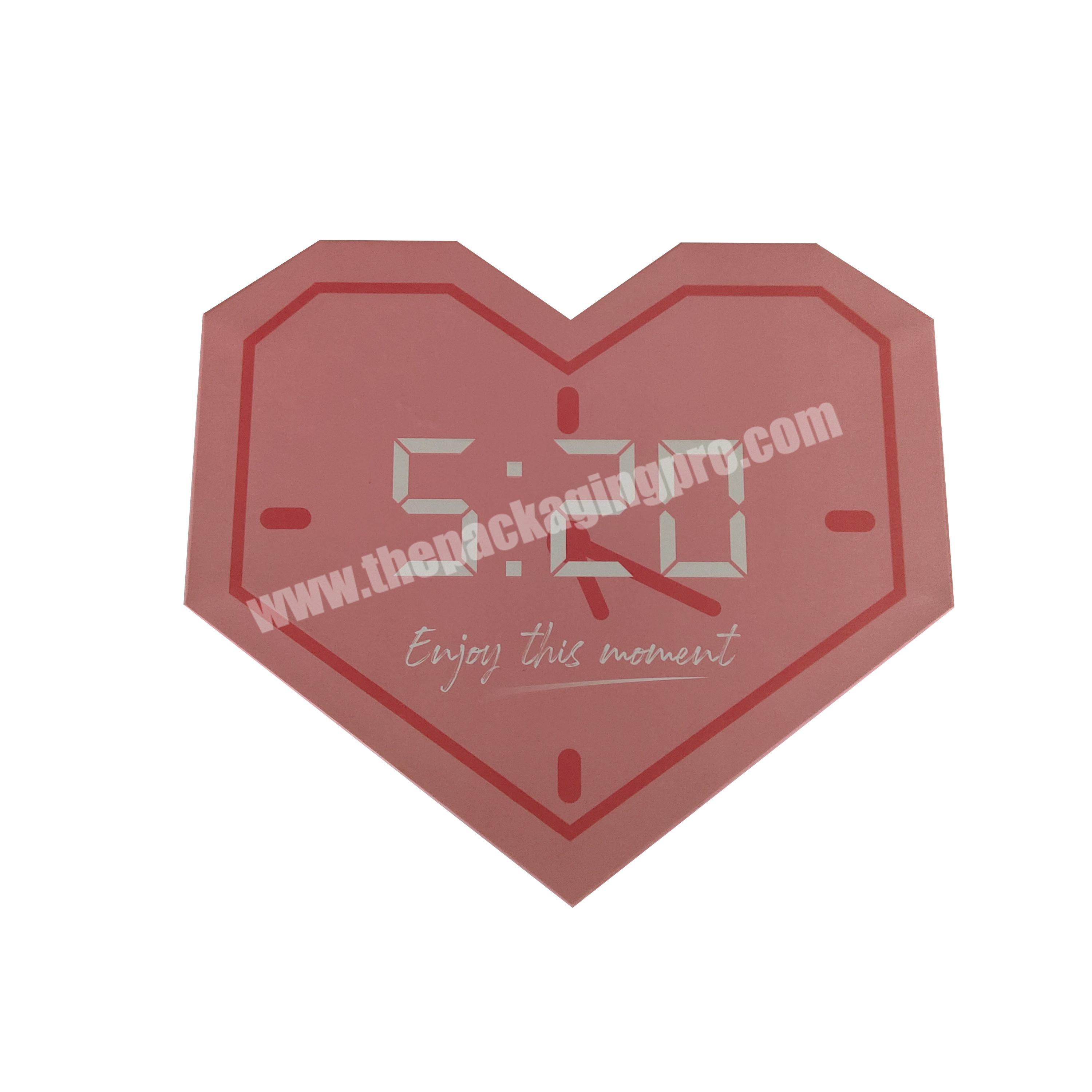 Custom Heart Shaped Gift Boxes Coated Paper Pink Time Box