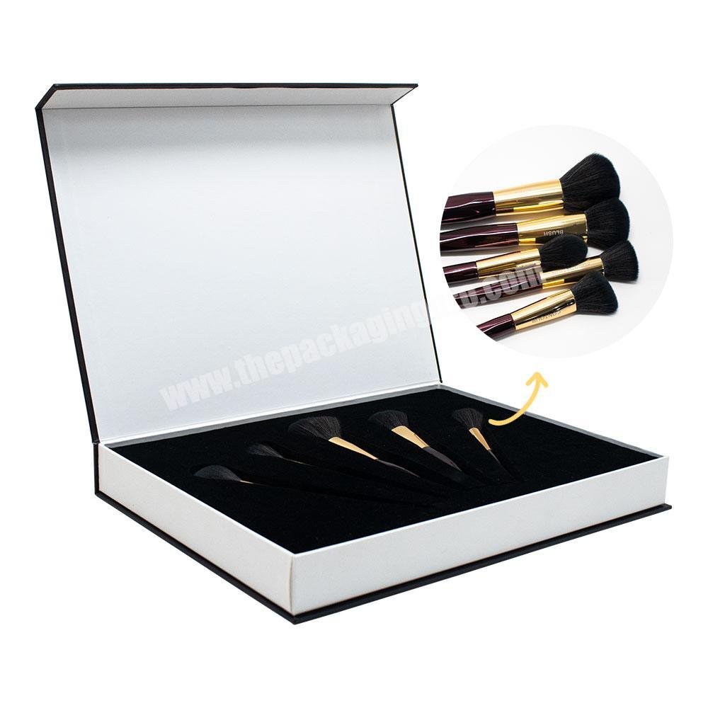 Custom Luxury Cosmetic Magnetic Clamshell cardboard Makeup Brush packaging gift box with EVA inner support