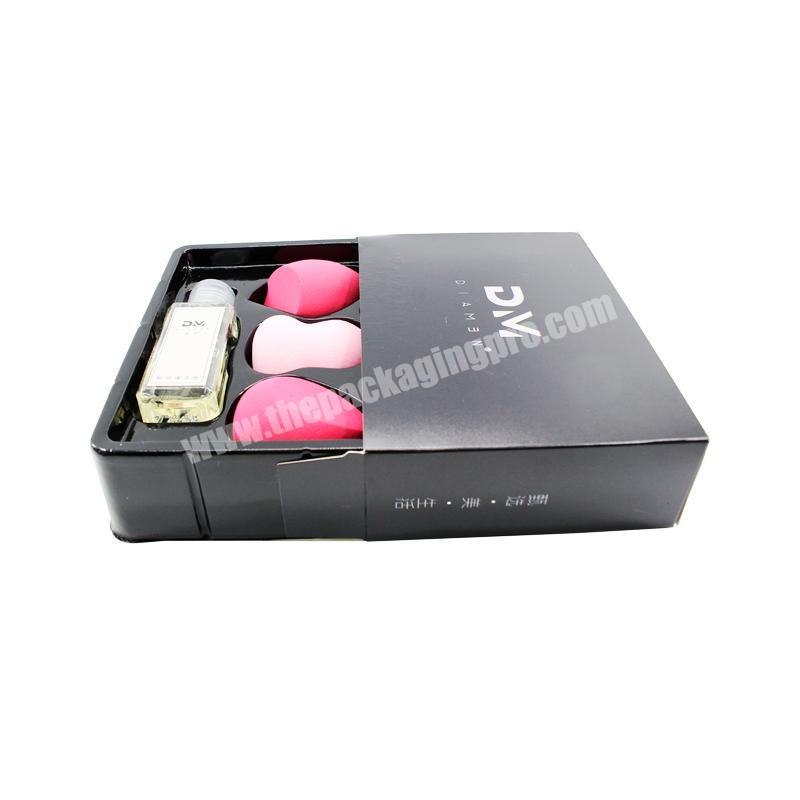 Custom Printing Drawer Shape Cosmetic Powder Puff Paper Packaging Box with Inlay
