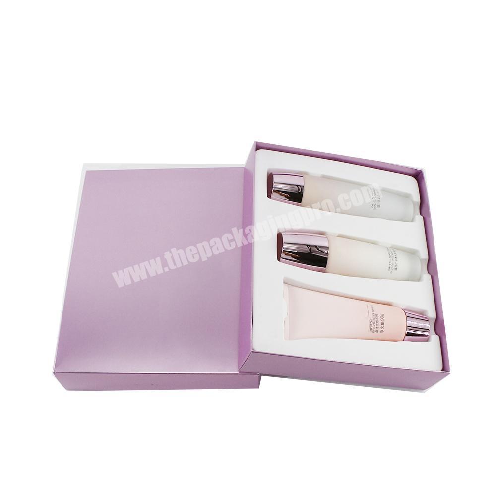Custom Shiny Coated Paper Skin care products Set packaging Cosmetic Gift Box with drawer sliding sleeve box