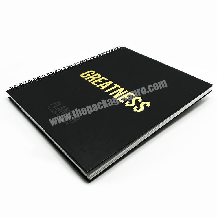 Custom hardcover black double spiral notebook printing service