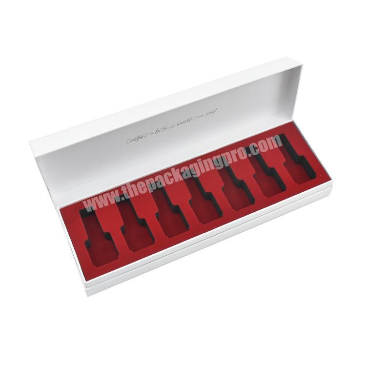 Custom high quality magnetic nail polish packaging box with red insert