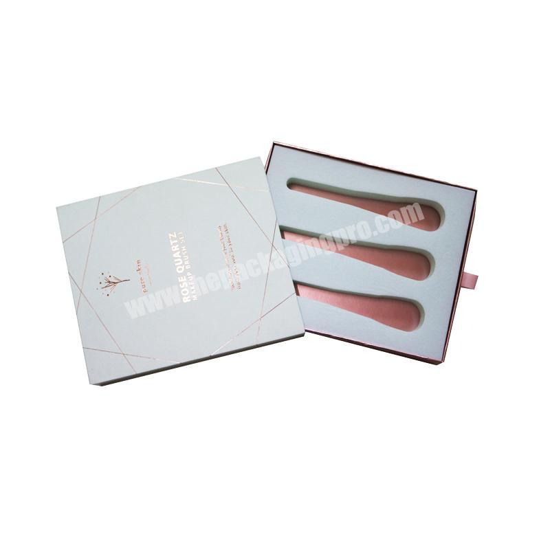 Custom logo luxury makeup brush with foam inserts packaging paper gift box