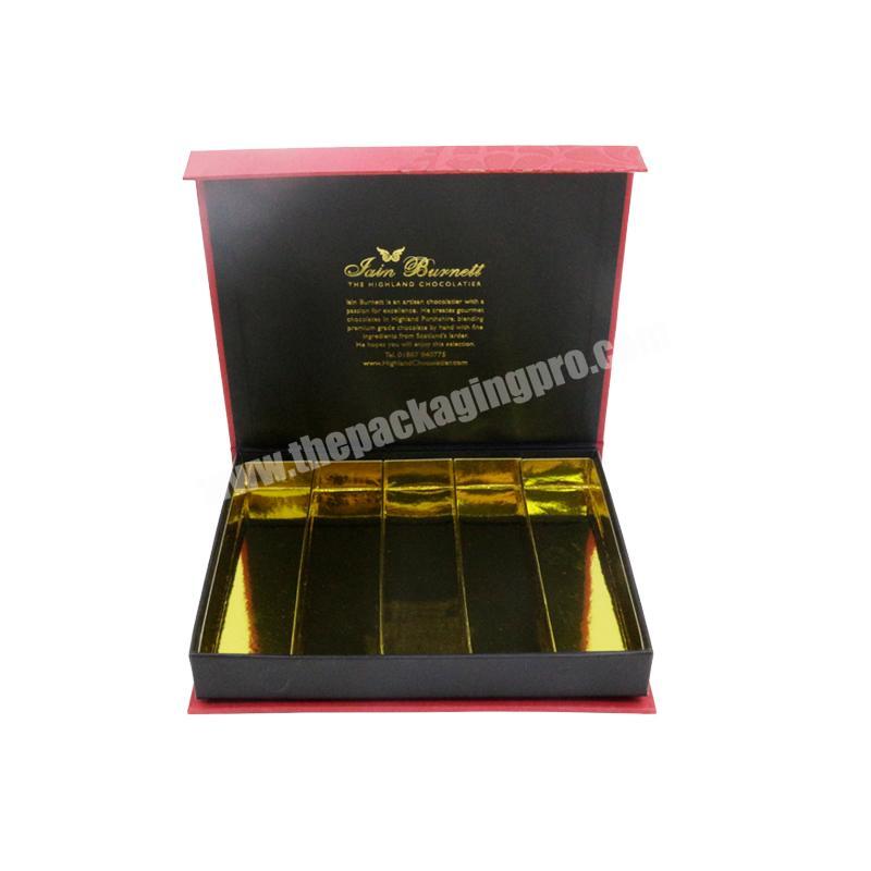 Custom luxury gift packing gold magnetic chocolate packaging paper boxes